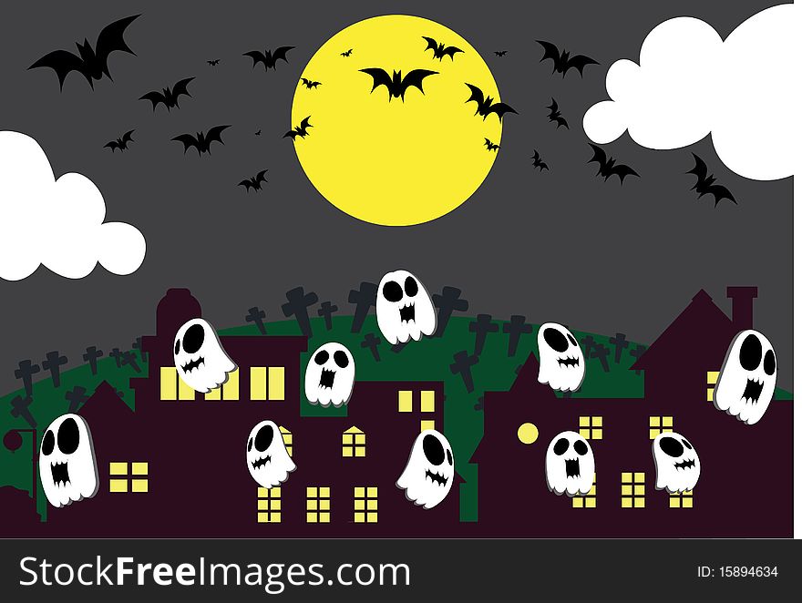 Image of spirits which stray on Halloween night. Image of spirits which stray on Halloween night.