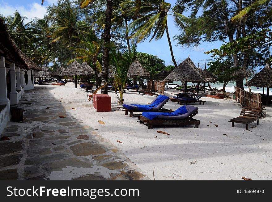 A tropical beach scene at Turtle bay, Kenya