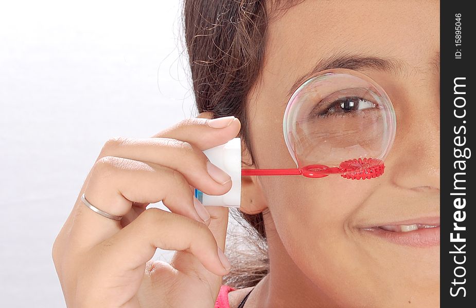 Girl Looking In Bubble