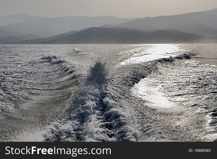 France, Corsica, view of the north eastern coast from the sea. France, Corsica, view of the north eastern coast from the sea