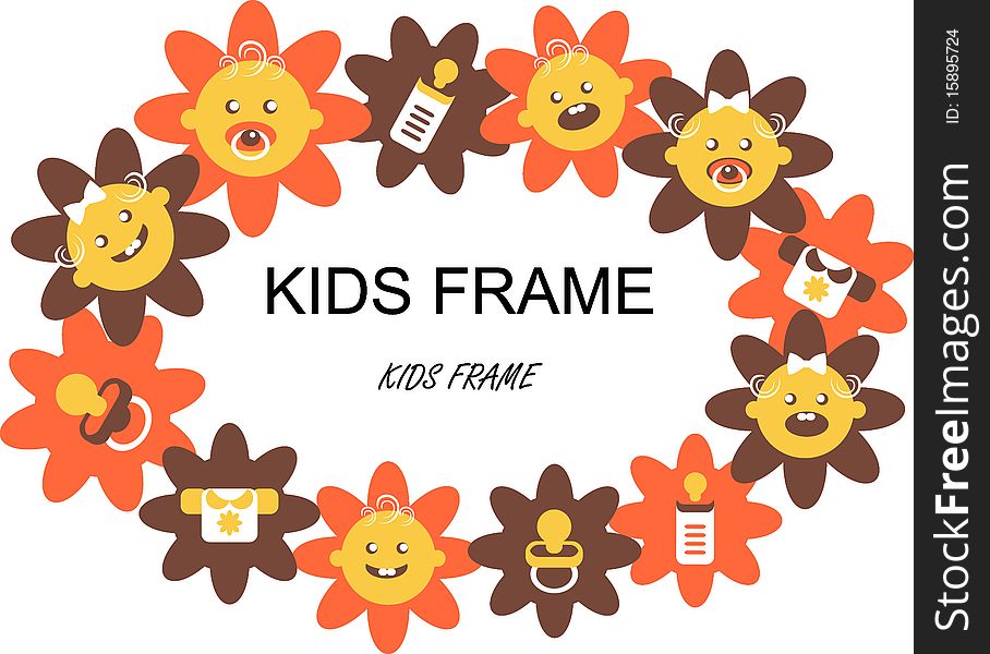 Flower Baby Frame Label - food, dress, flowers, kids
