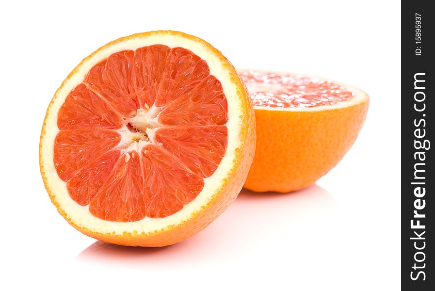 Half of Sicilian orange isolated on white background