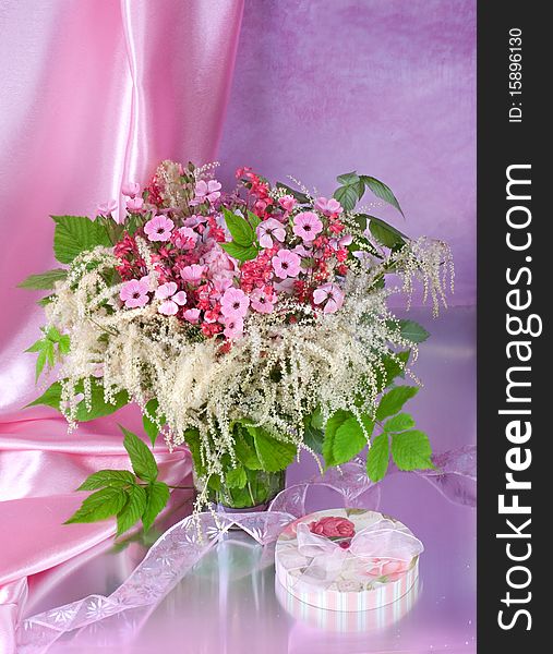 Summer bouquet on a pink background