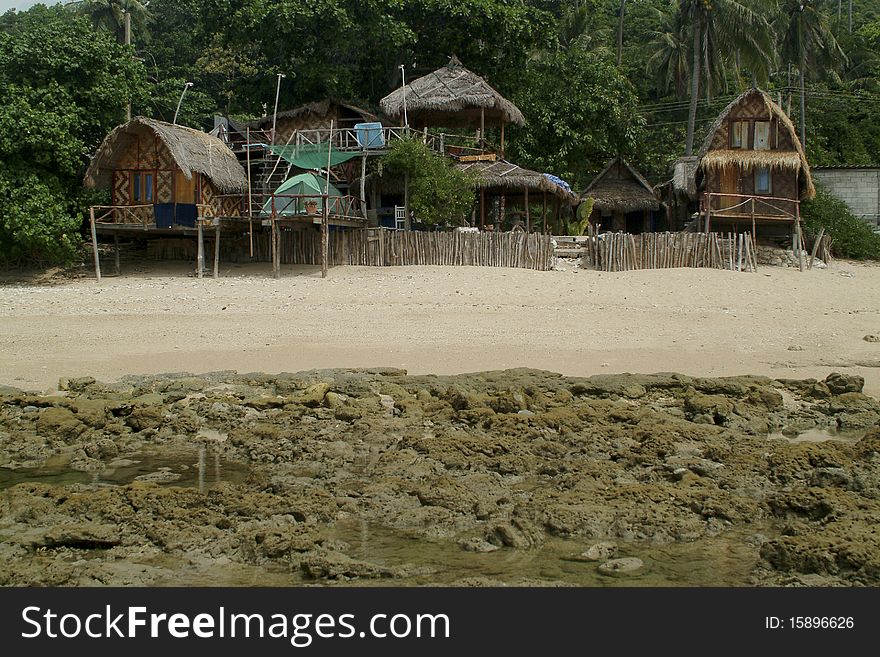 Bamboo hut on Had Nui beach at Koh Lanta island , Thailand. Bamboo hut on Had Nui beach at Koh Lanta island , Thailand