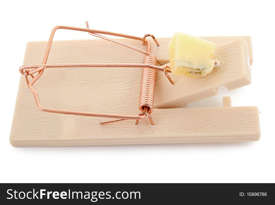 Isolated mouse trap on white background. Isolated mouse trap on white background