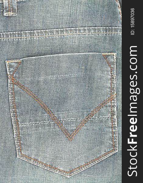 Jeans pocket sewn thread closeup