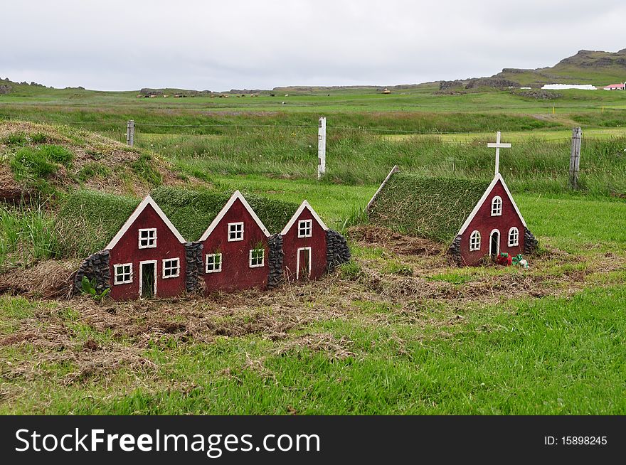 Model Houses on grassland in Europe