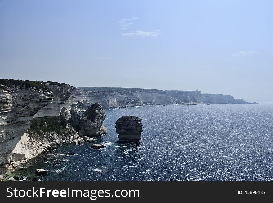 France, Corsica, Bonifacio rocky coastline, Tirrenian sea