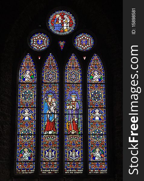 Colored Stainglass window in Church. Colored Stainglass window in Church
