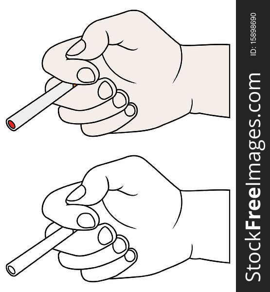 Illustration of hand with cigarette. Illustration of hand with cigarette