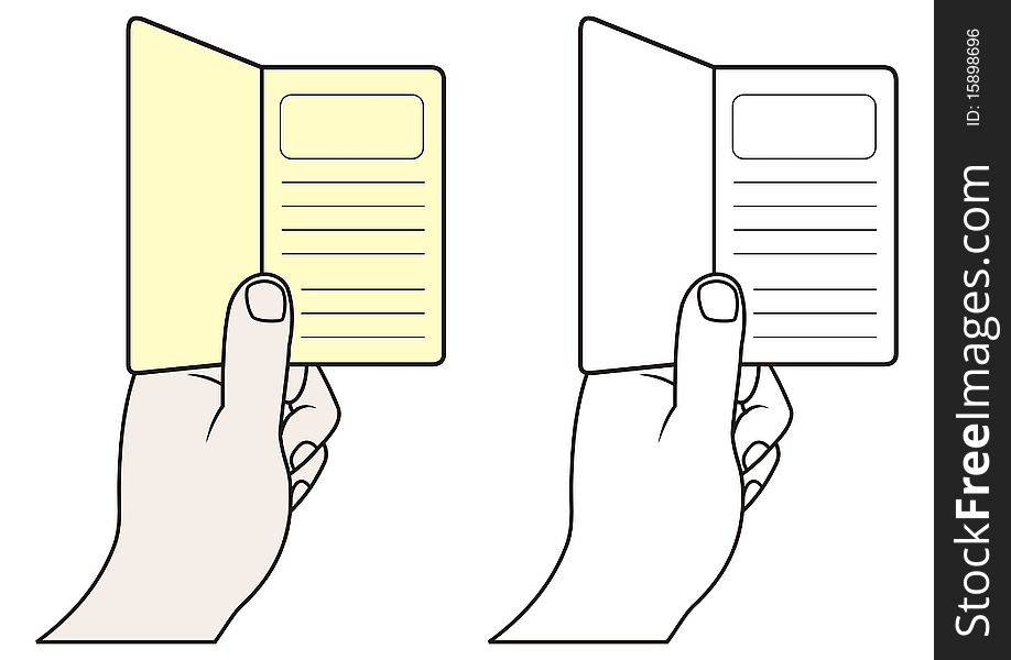 Illustration of hand with notebook