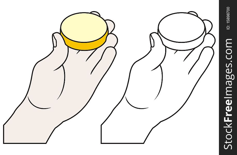 Illustration of hand with round packing