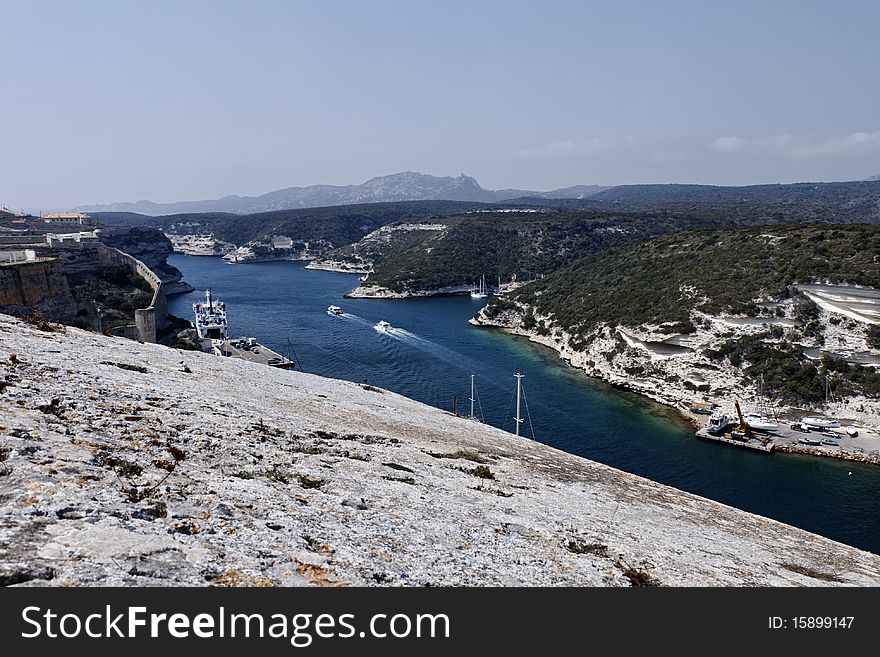 France, Corsica, Bonifacio, view of the port