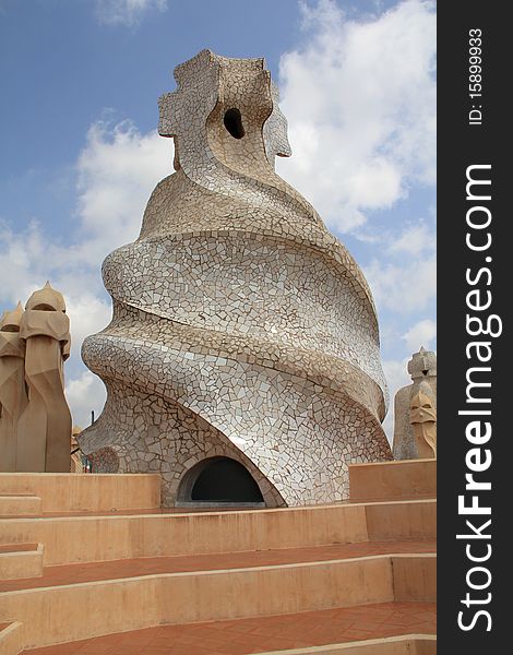 Roof Detail Of La Pedrera, Barcelona, Spain