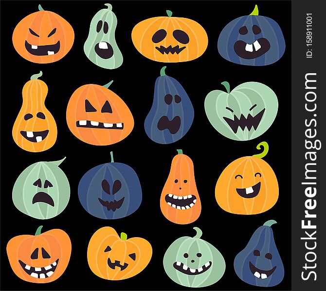 Abstract colorful Halloween,illustration background with Pumpkins . . Abstract colorful Halloween,illustration background with Pumpkins .