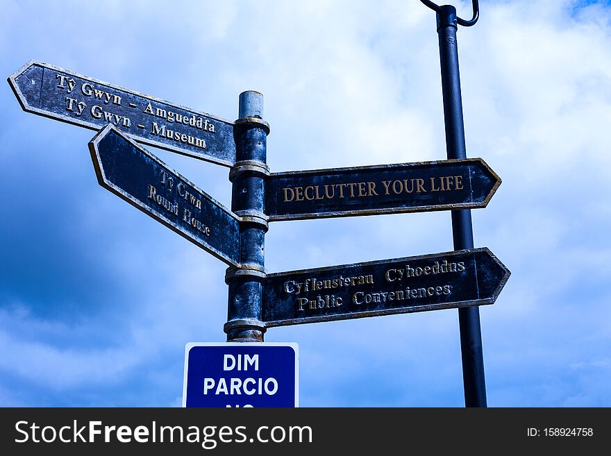 Writing note showing Declutter Your Life. Business concept for To eliminate extraneous things or information in life Road sign on the crossroads with blue cloudy sky in the background. Writing note showing Declutter Your Life. Business concept for To eliminate extraneous things or information in life Road sign on the crossroads with blue cloudy sky in the background