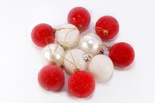 Red, Silver And White Christmas Balls Royalty Free Stock Photo Red, Silver And White Christmas Balls Royalty Free Stock Photo