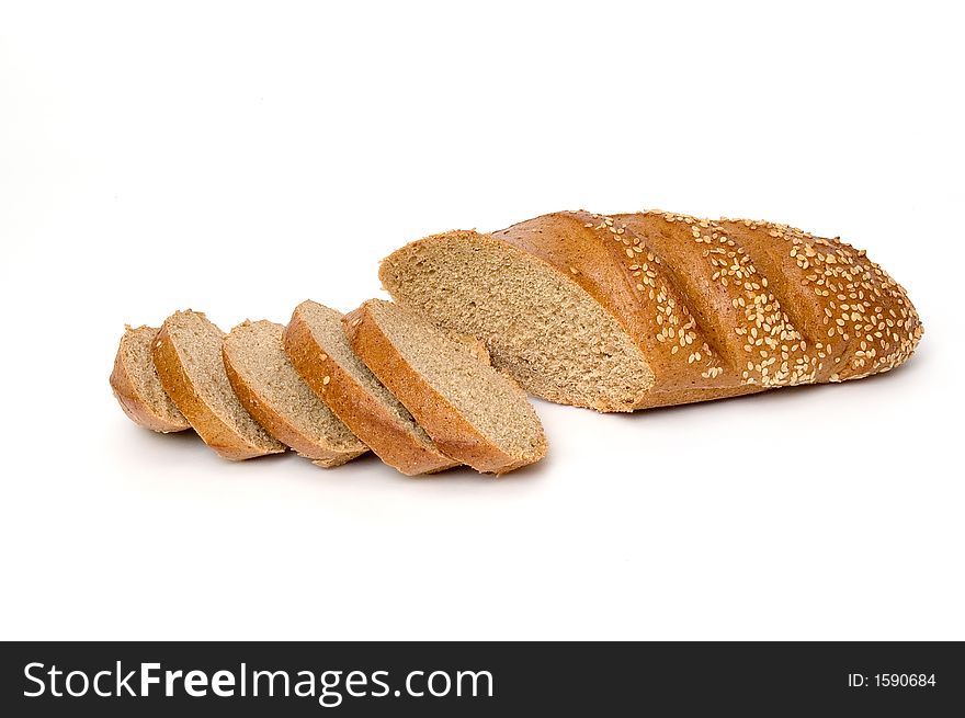 Sliced bread over white background