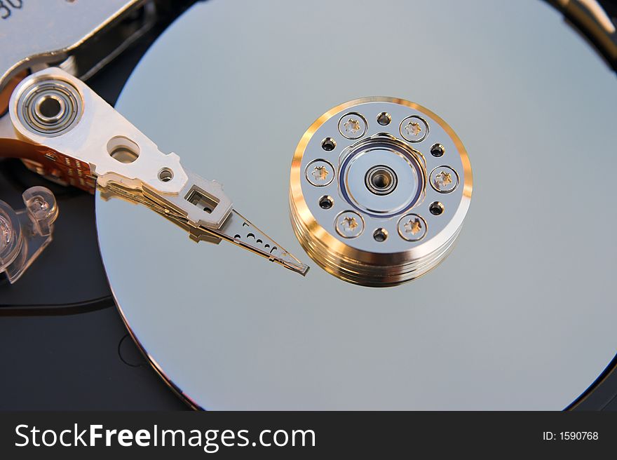 Surface of a hard drive. Surface of a hard drive