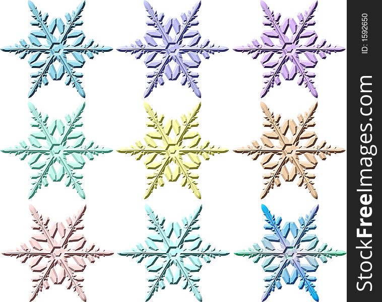 The drawing of a crystal of a snowflake.