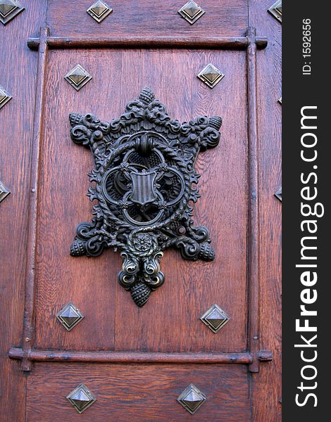 Old door of historical castle in south Bohemia (Hluboka na Vltavou)