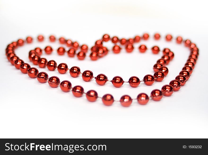 Red Beads In Shape Of Heart