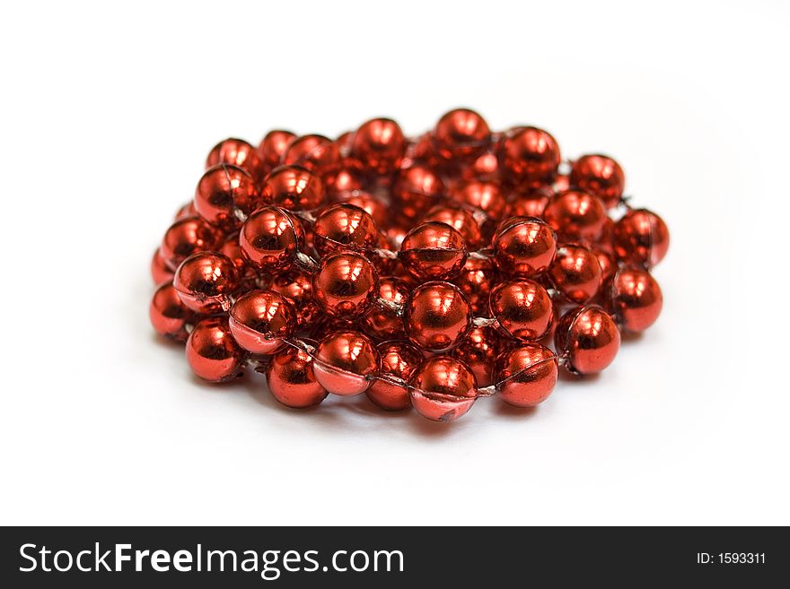 Red Beads Isolated On White