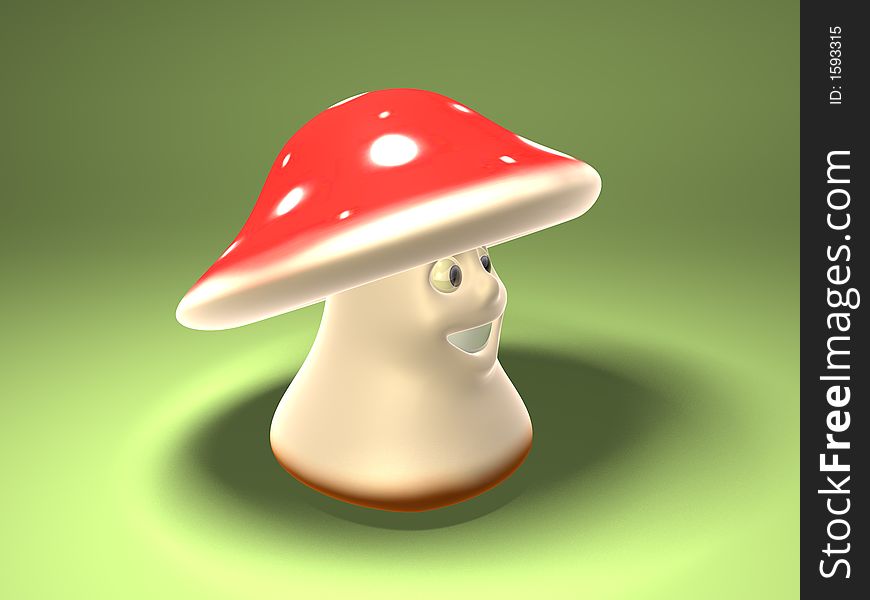Mushroom, 3d generated picture of a cartoon mushroom