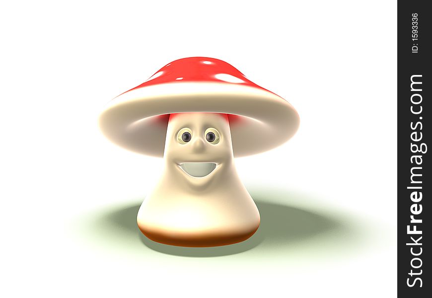 Mushroom, 3d generated picture of a cartoon mushroom