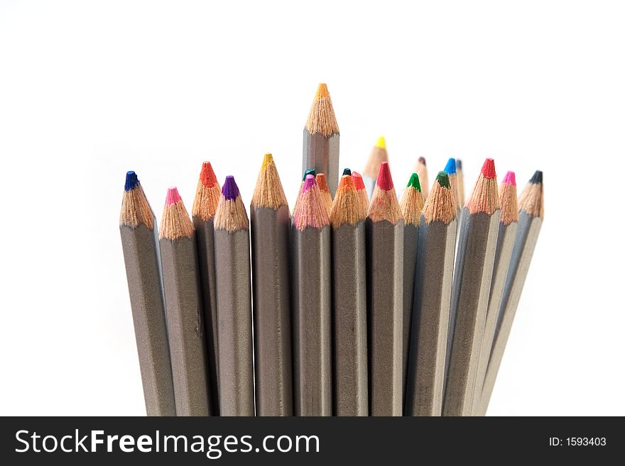 Stack of color pencils, crayons