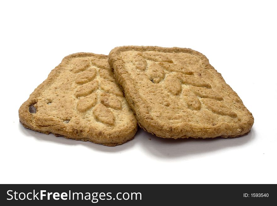 Two cookies isolated on white background