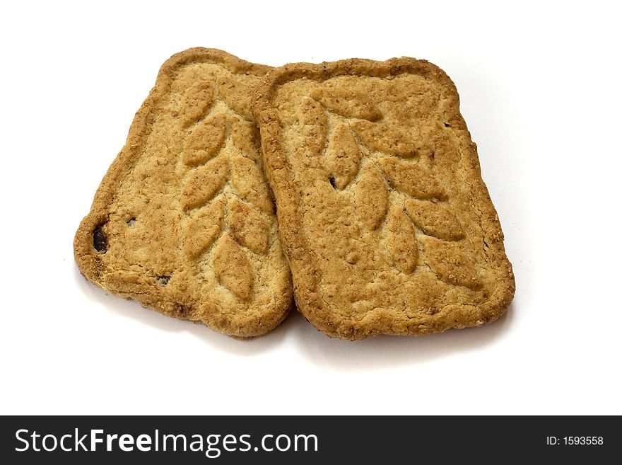 Two cookies isolated on white