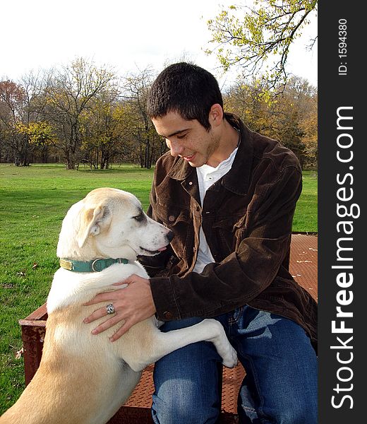 Young Man And Dog