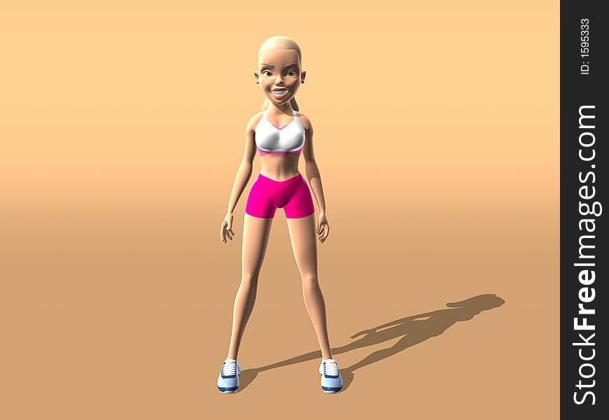 Fitness girl : 3d generated picture