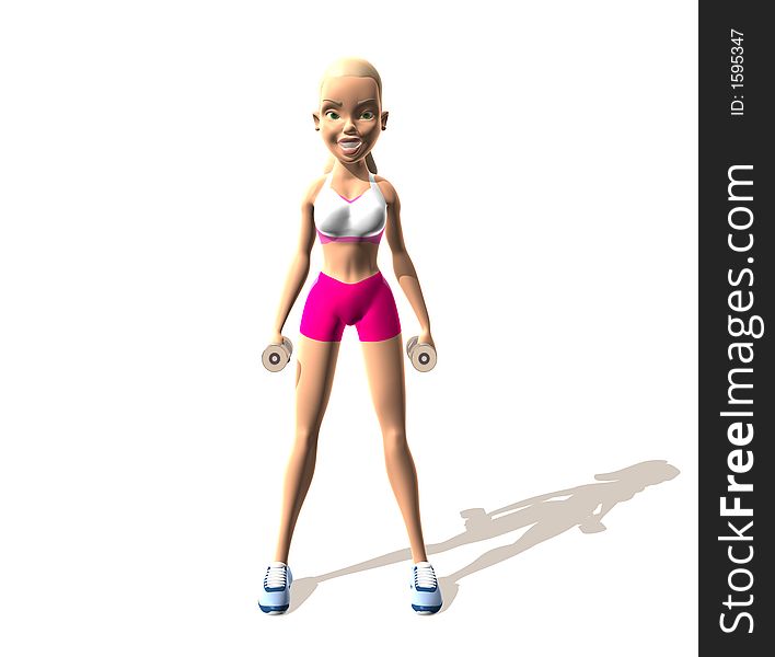 Fitness girl lifting weights, 3d generated picture. Fitness girl lifting weights, 3d generated picture