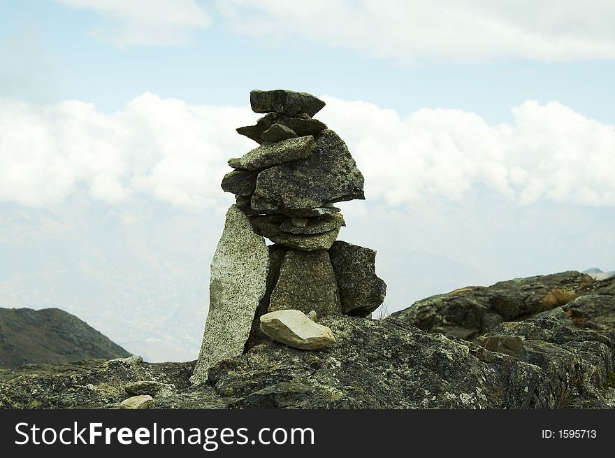 Stones on the rout in Cordilleras mountain