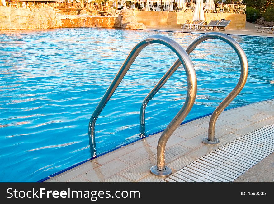 Resort swimming Pool stairs close-up