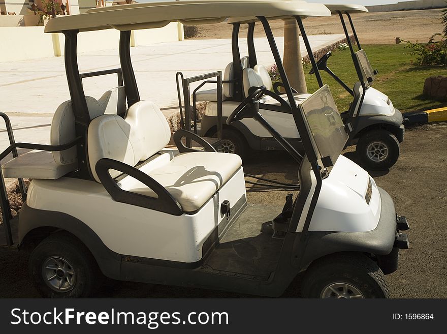 Electroautomobiles for movement on fields for a golf. Electroautomobiles for movement on fields for a golf