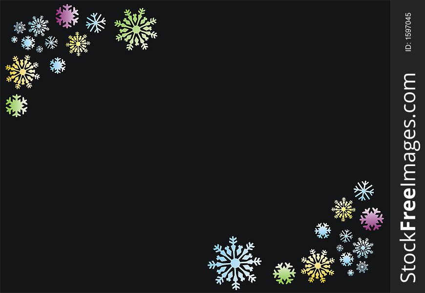 Black background with colored flakes