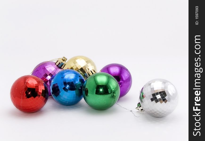 Christmas balls and ornaments on white background. Christmas balls and ornaments on white background