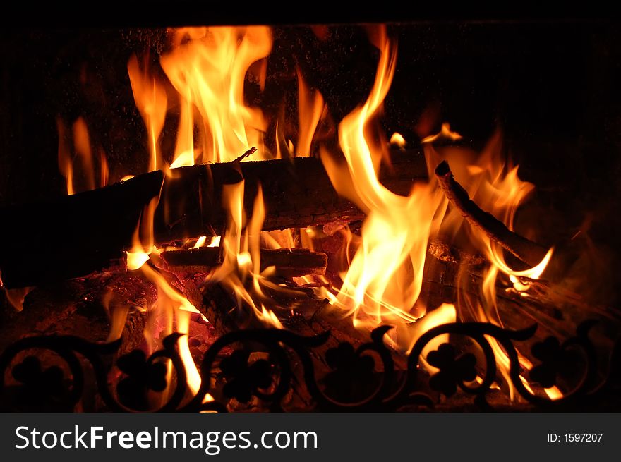 Close shoot on fireplace.Dancing Flames. Close shoot on fireplace.Dancing Flames.