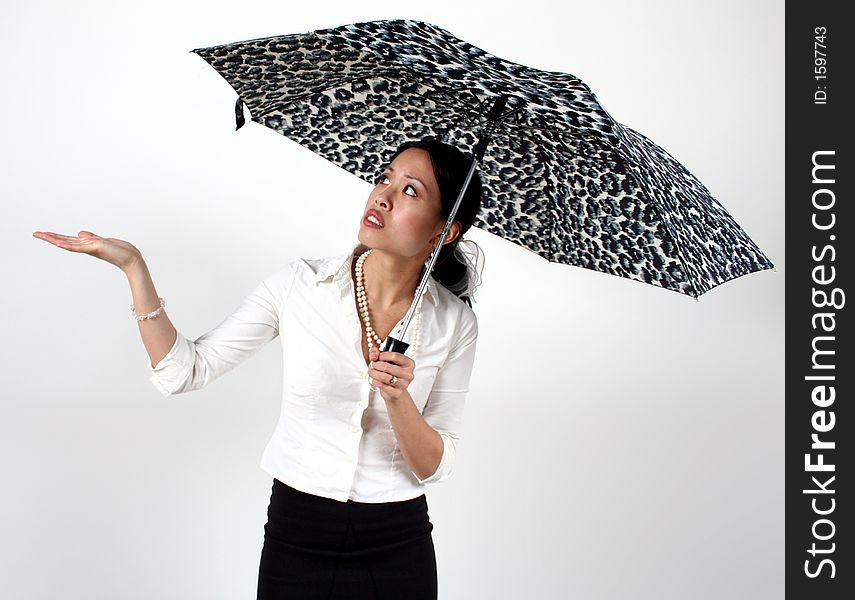 Asian Woman And Umbrella