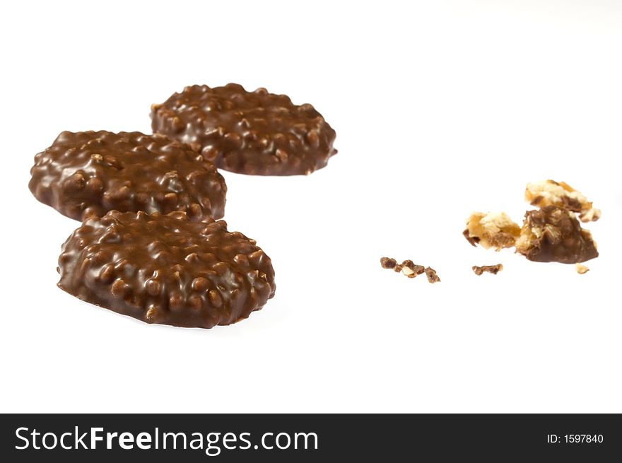 Chocolate cookie isolated on the white background. Chocolate cookie isolated on the white background