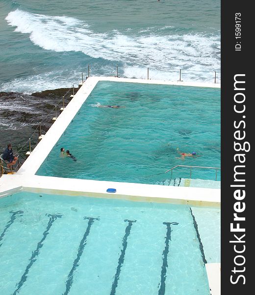 Swimming pool beside the sea at bondi beach. Swimming pool beside the sea at bondi beach