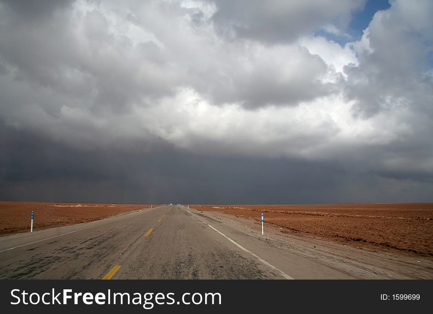 Road in Big Salt Desert, Iran. Road in Big Salt Desert, Iran