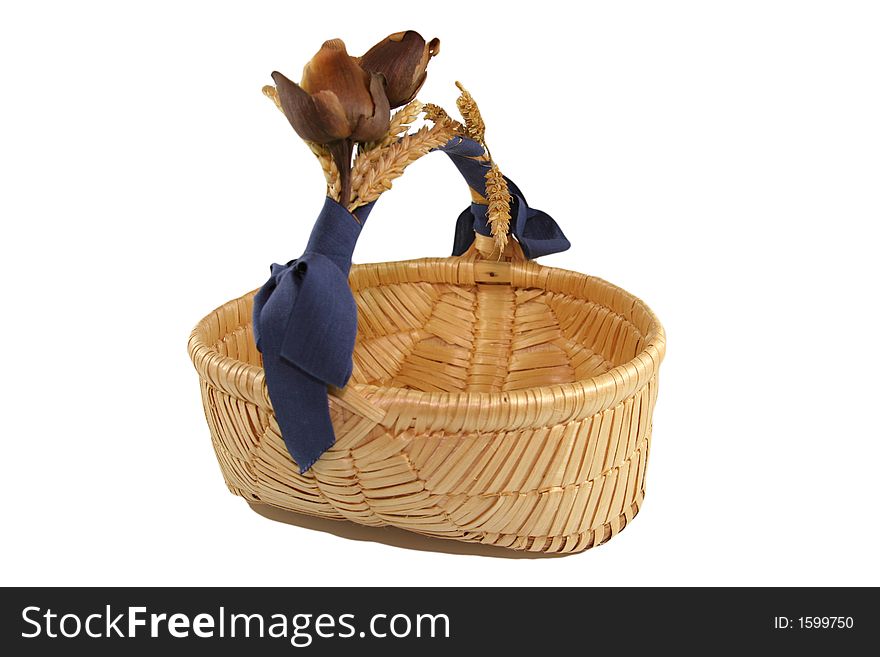 Straw basket isolated over white