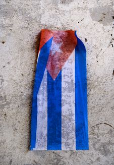 Cuban Flag Over Eroded Surface Royalty Free Stock Photo