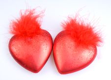 Decorations - Two Red Hearts Stock Photos Decorations - Two Red Hearts Stock Photos
