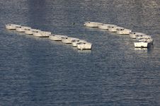 Two Columns Of Small Boats Royalty Free Stock Photos Two Columns Of Small Boats Royalty Free Stock Photos