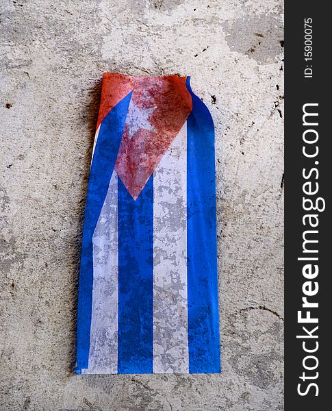 Cuban flag over eroded surface